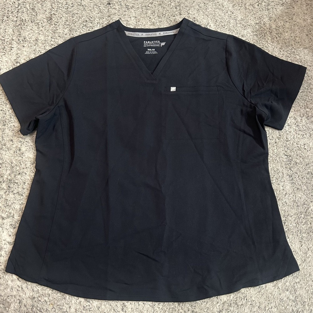 Fabletics Feel Good Performance Medical Workwear Scrub Top Black Womens XXL/1X